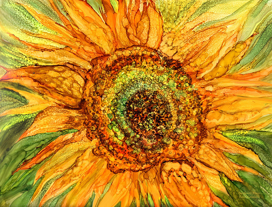 Carol Cavalaris Mixed Media - Sunflower Power by Carol Cavalaris