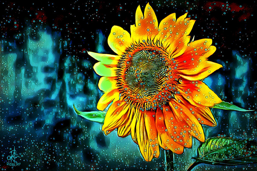 Sunflower Rain Digital Art by Pennie McCracken