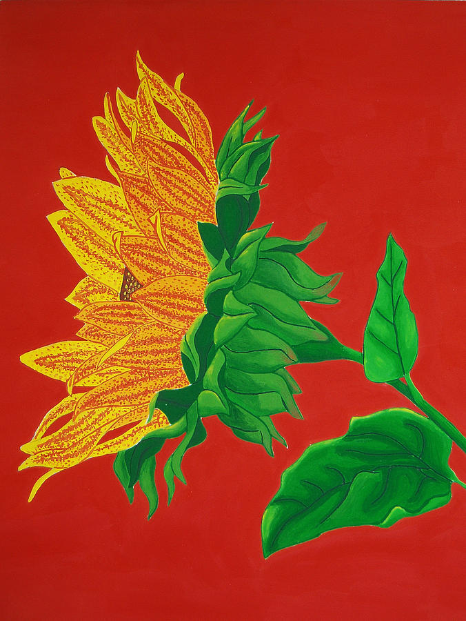 Sunflower Red Painting by Vlasta Smola