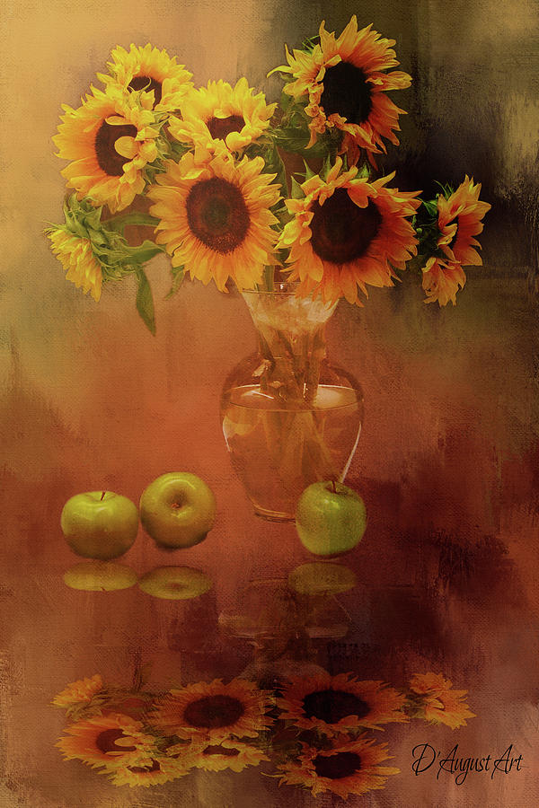 Sunflower Reflections Mixed Media by Theresa Campbell