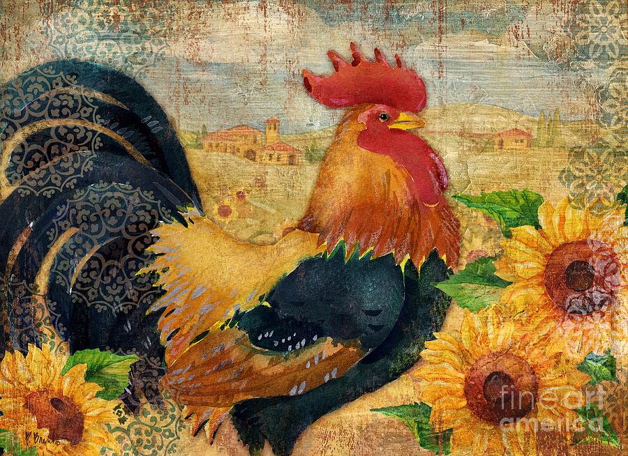 Rooster Painting - Sunflower Roost by Paul Brent