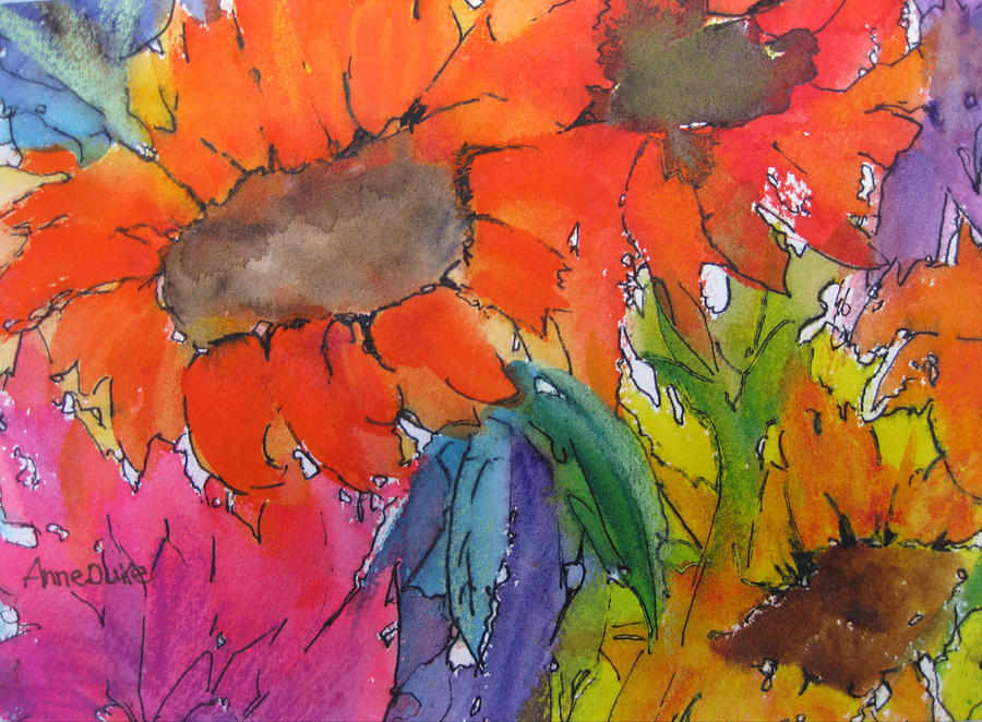 Sunflower Sampler Painting by Anne Duke