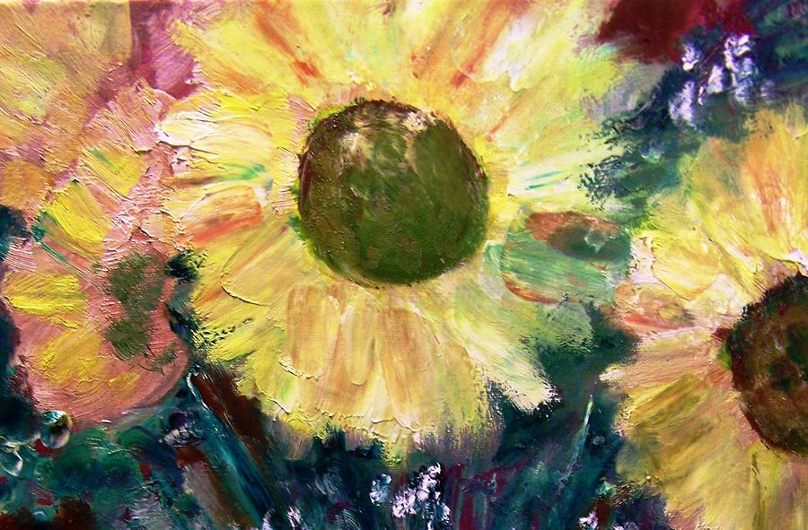 Macro Flowers Painting - Sunflower Sparkle by Patricia Clark Taylor