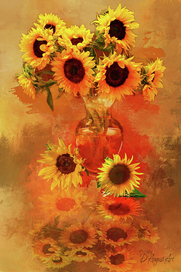 Sunflower Splashes Mixed Media by Theresa Campbell