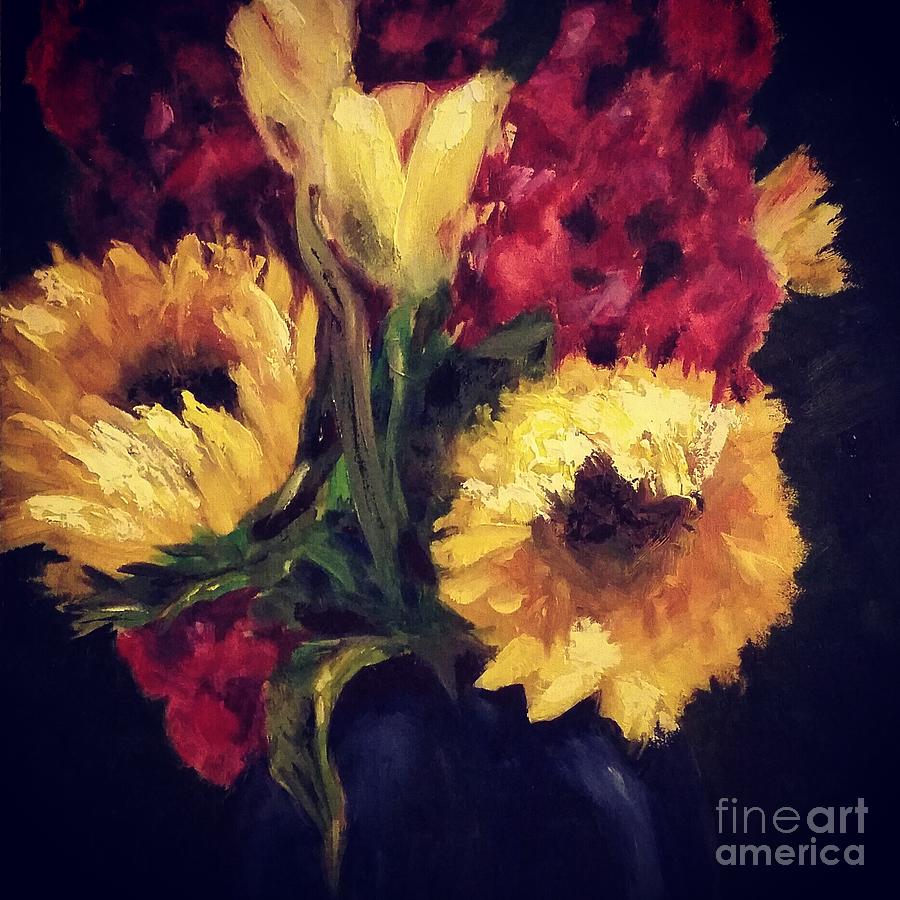 Sunflower study Painting by Barbara Janecka - Fine Art America