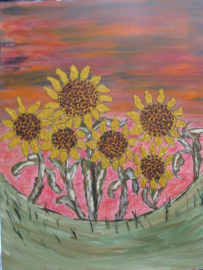 Sunflower Sunset Painting by Sharyn Winters
