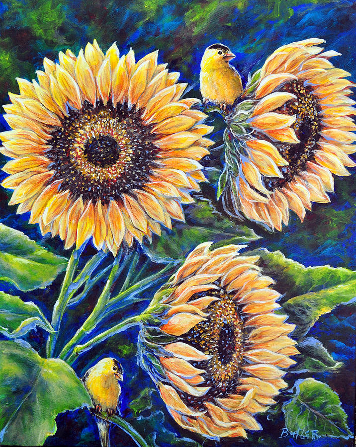Sunflower Supper Painting by Gail Butler