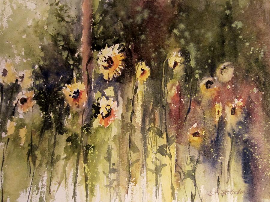 Tree Painting - Sunflower Surprise by Sandra Strohschein