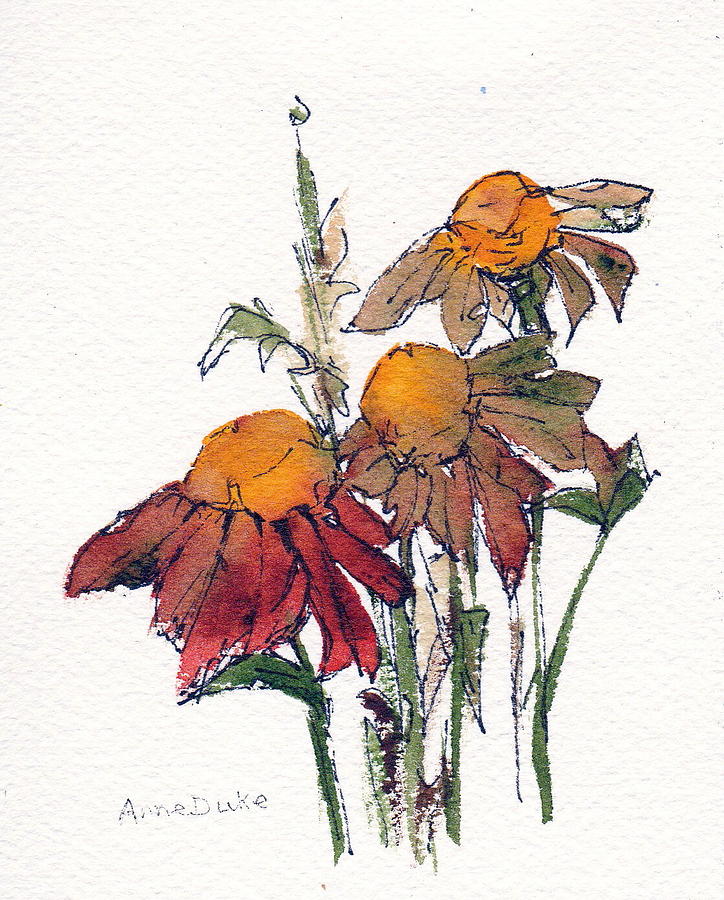 Sunflower Trio #1 Painting by Anne Duke