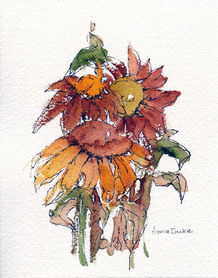 Sunflower Trio #2 Painting by Anne Duke