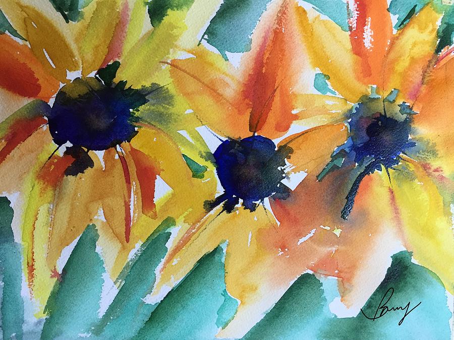 Sunflower Trio Painting by Bonny Butler