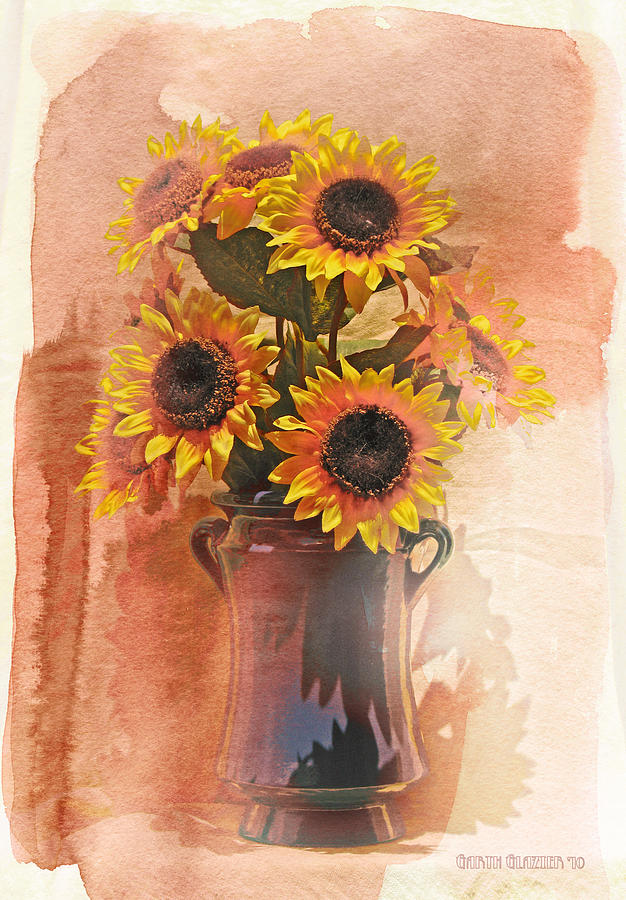Sunflower Wash Painting by Garth Glazier