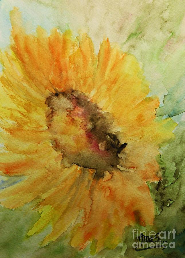 Sunflower Watercolor Painting by Amalia Suruceanu