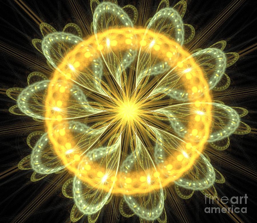 Abstract Digital Art - Sunflower Wheel by Kim Sy Ok