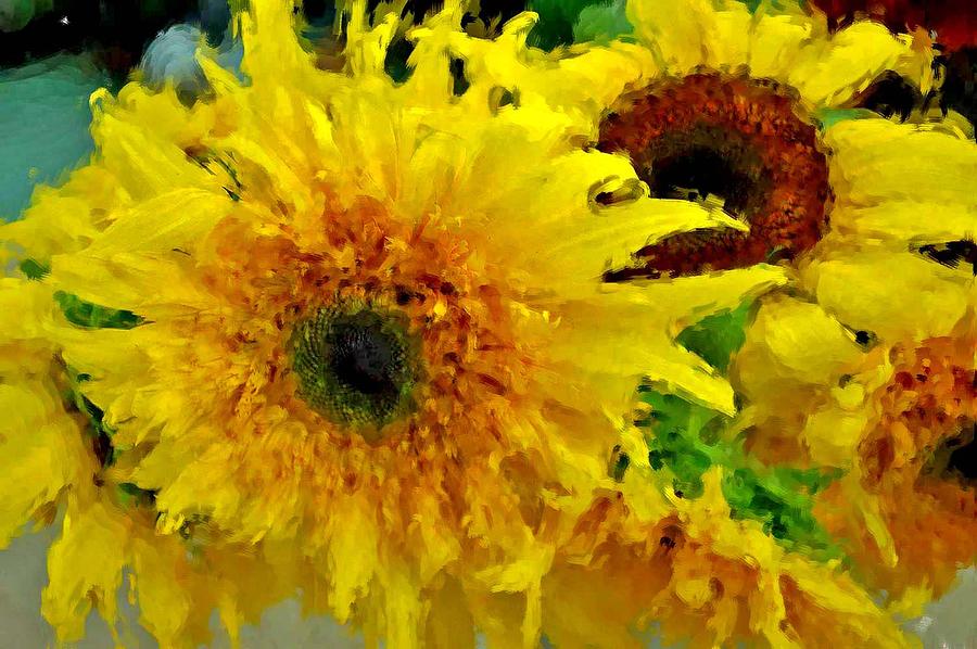Flower Painting - Sunflowers - Light and Dark by Michael Thomas
