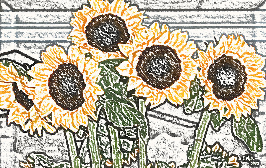 Sunflowers 1 2008 Digital Art by Christine McCole
