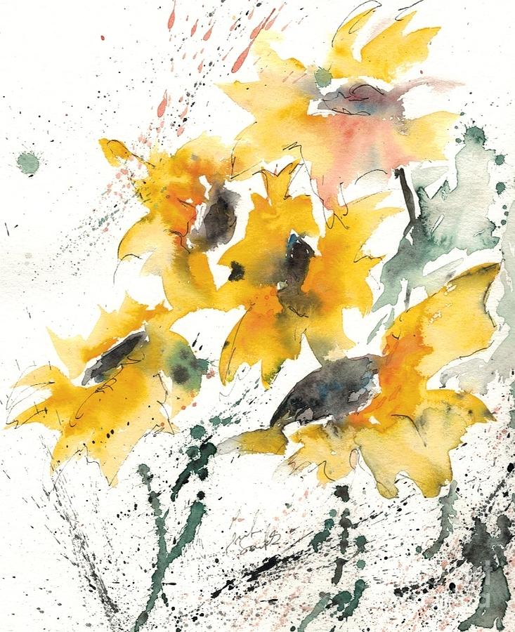 Flower Painting - Sunflowers 10 by Ismeta Gruenwald