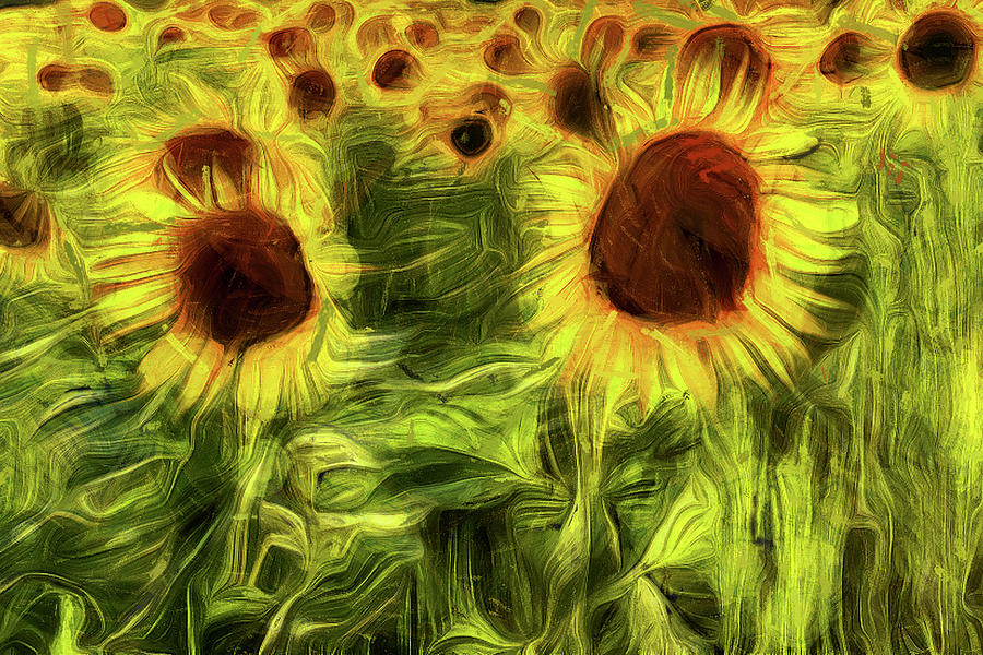 Sunflowers Abstract Van Gogh Mixed Media by David Pyatt