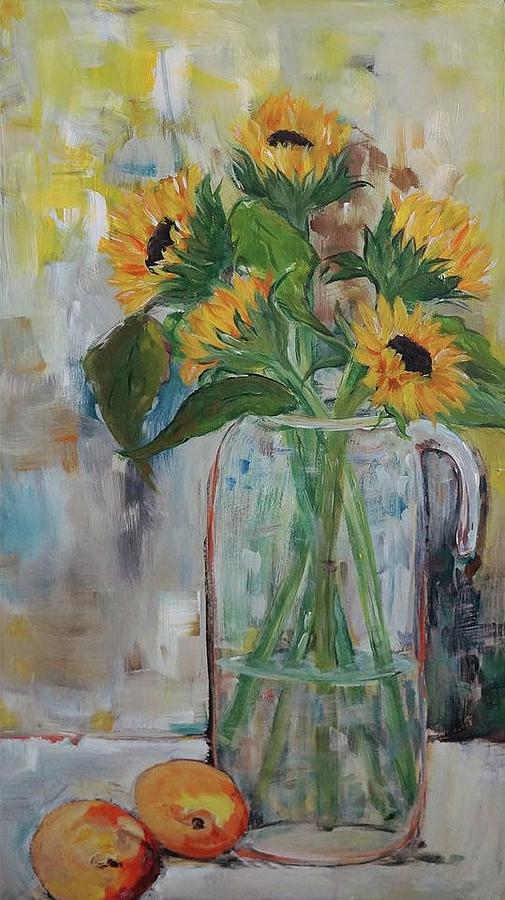 Sunflowers and Fruit Painting by Wendy Michelle Davis