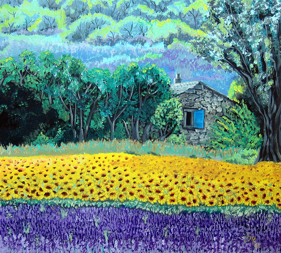 Sunflowers and Lavender Painting by Sarah Hornsby