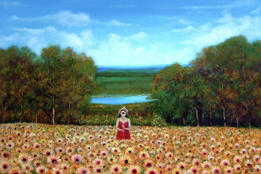 Sunflowers at Lake Wallenpaupack Painting by Leonardo Ruggieri