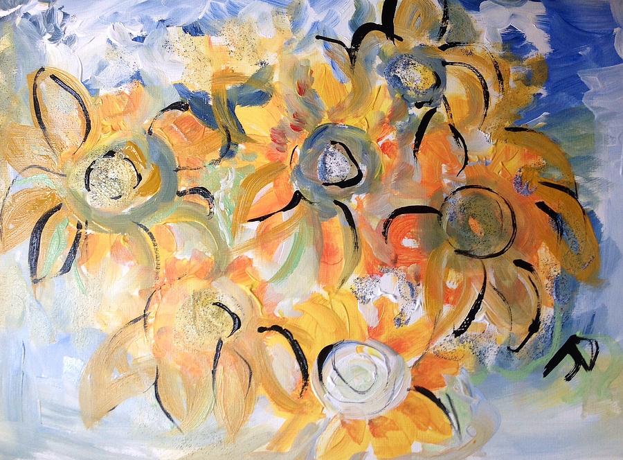Sunflowers behaving badly  Painting by Judith Desrosiers