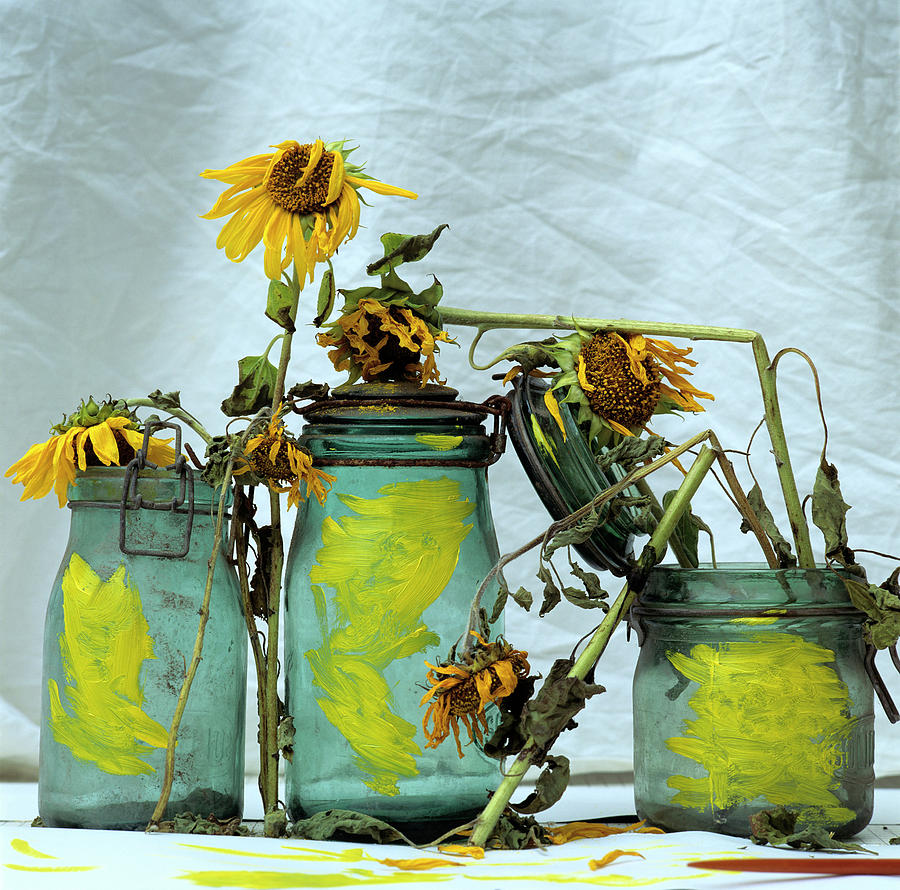 Jar Photograph - Sunflowers by Bernard Jaubert