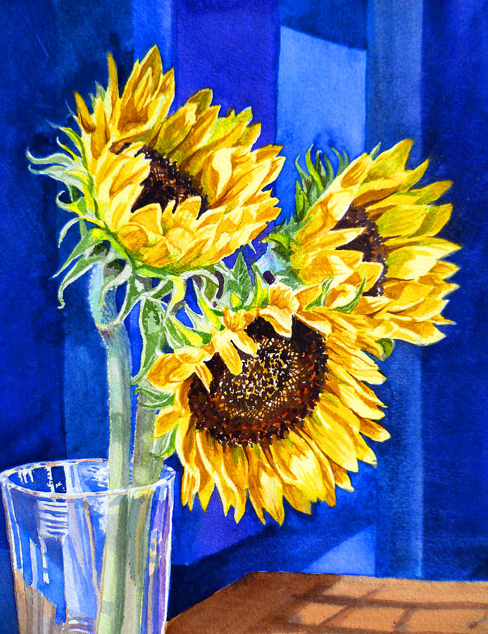 Sunflowers Blues  Painting by Irina Sztukowski