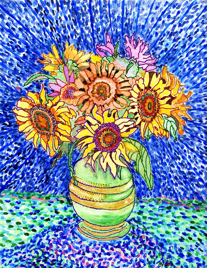 Sunflowers Painting by Connie Valasco