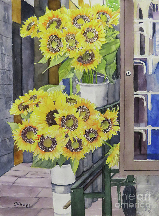 Sunflowers Cortona Painting by Carol Flagg