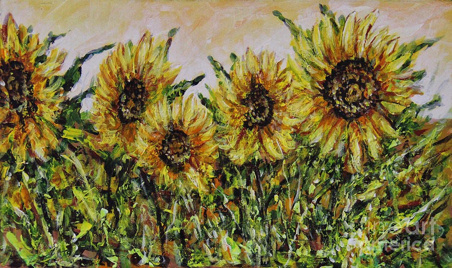 Sunflowers Painting by Dariusz Orszulik