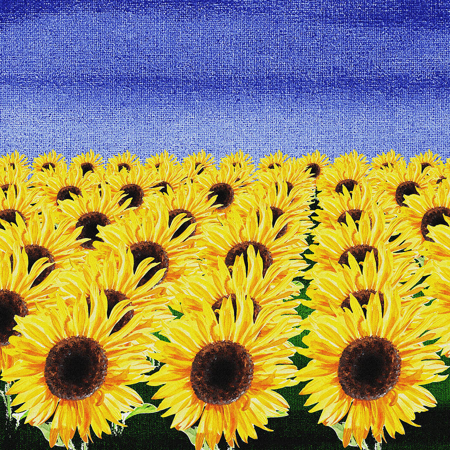 Sunflowers Field Painting by Irina Sztukowski