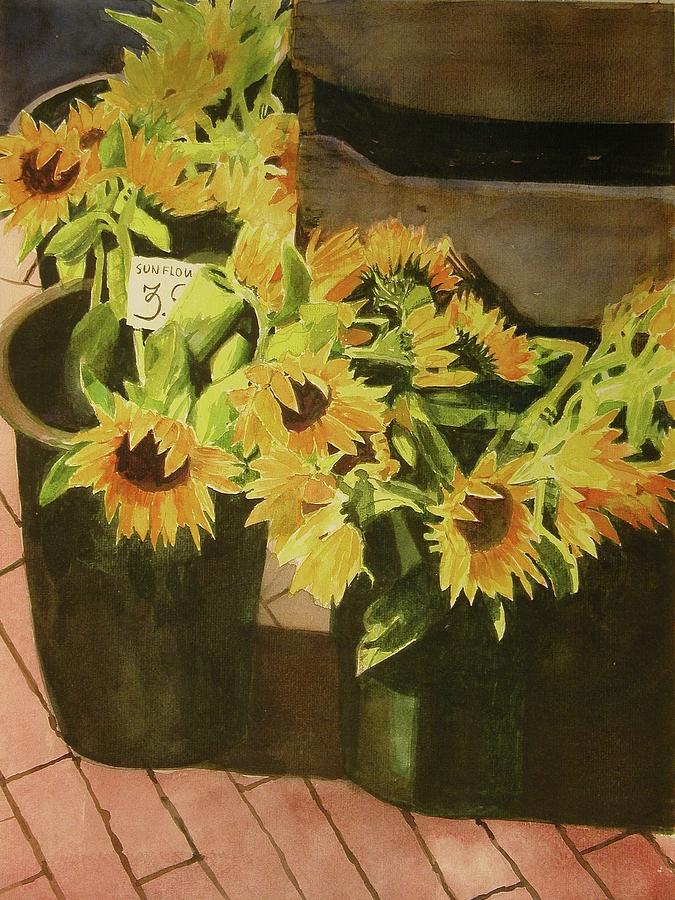 Sunflowers for sale Painting by Walt Maes