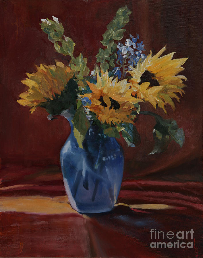 Vase Painting - Sunflowers for Susan by Sandra Quintus