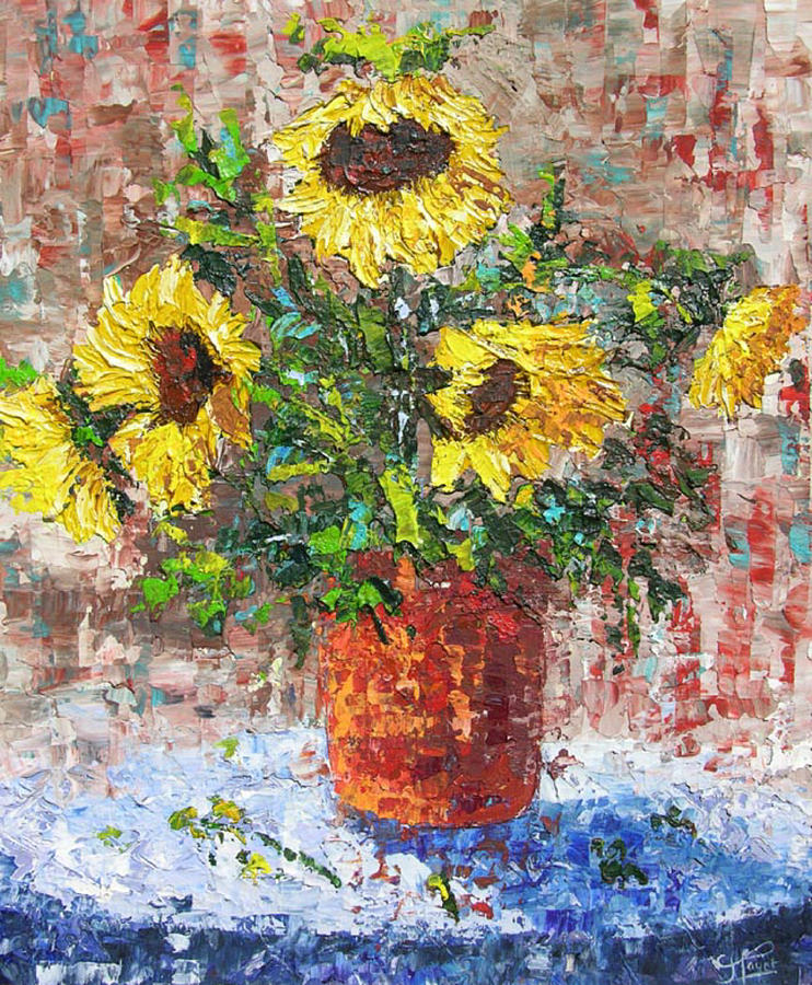 Sunflowers Painting by Frederic Payet