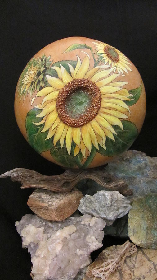 GN41 Sunflowers  Pyrography by Barbara Prestridge