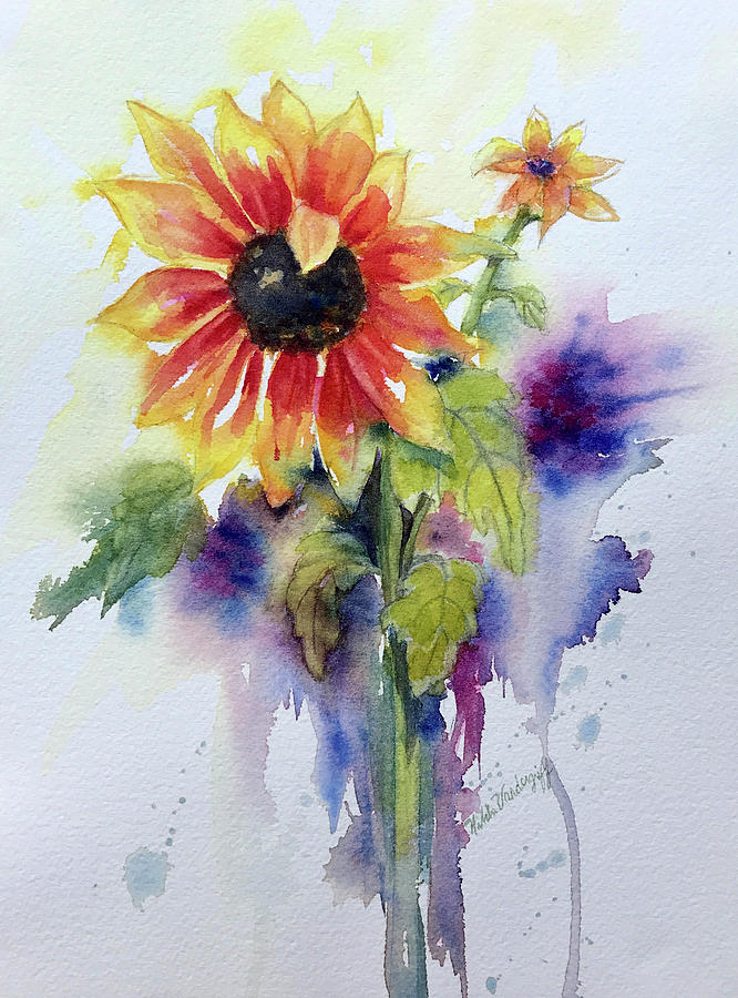 Sunflowers Painting by Hilda Vandergriff