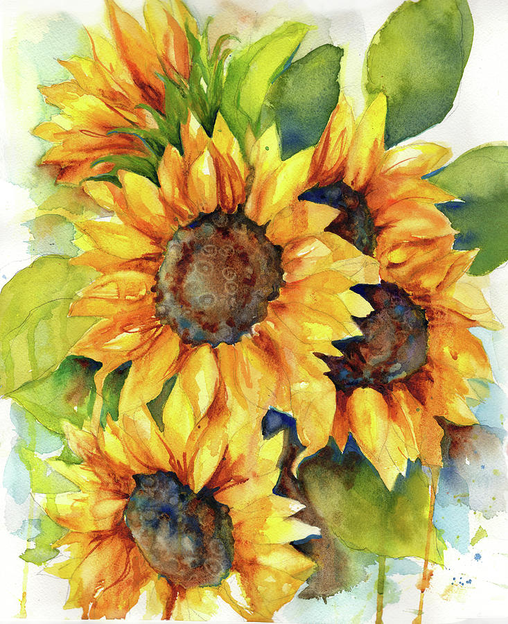 Sunflowers III Painting by Peggy Wilson