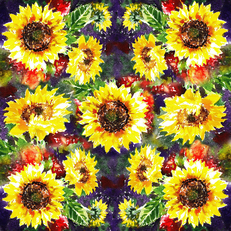 Sunflowers Impressionism Pattern Painting by Irina Sztukowski