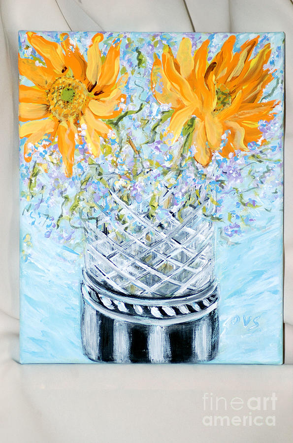 Sunflowers in a Vase. Painting for sale Painting by Oksana Semenchenko