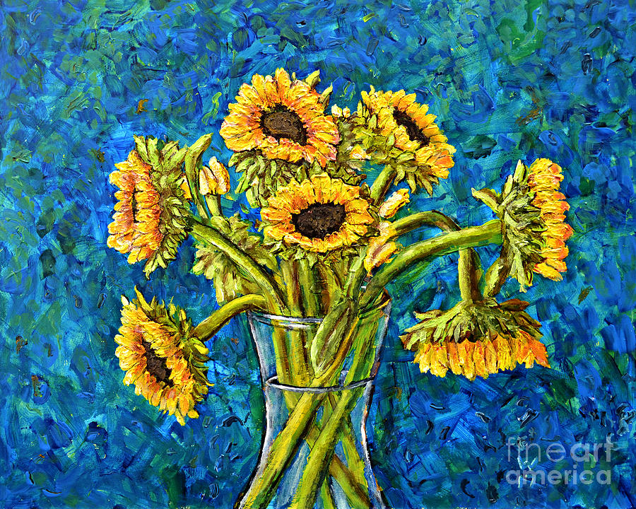 Sunflowers in a Vase Painting by Richard Wandell
