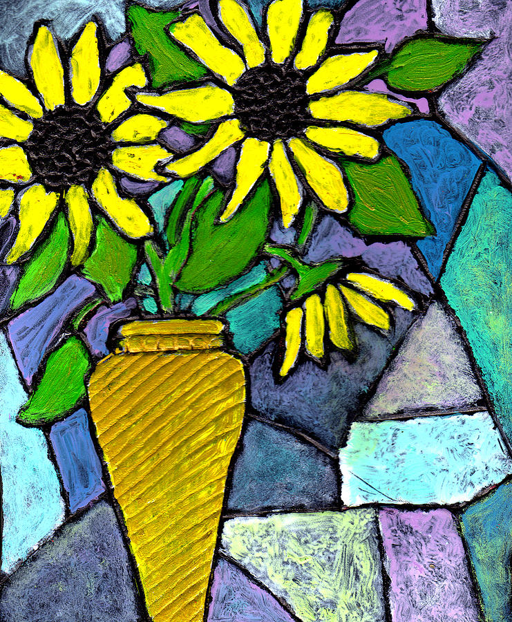 Sunflowers in a Vase Painting by Wayne Potrafka