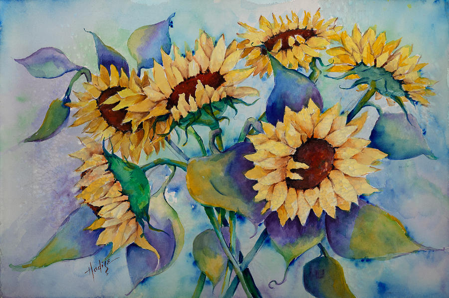 Sunflowers in bloom Painting by Mary DuCharme