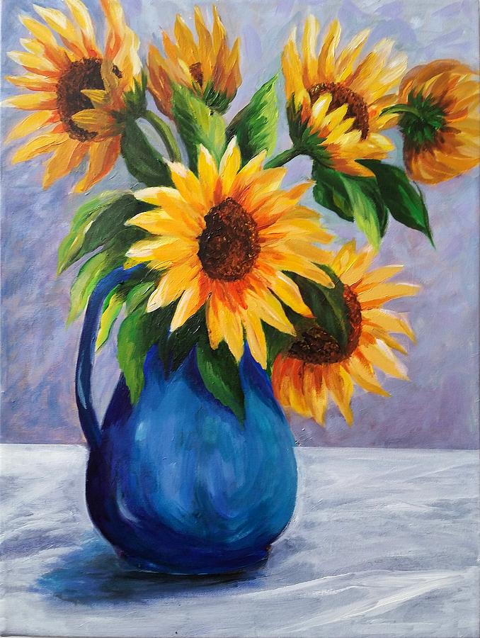 Sunflowers in Bloom Painting by Rosie Sherman