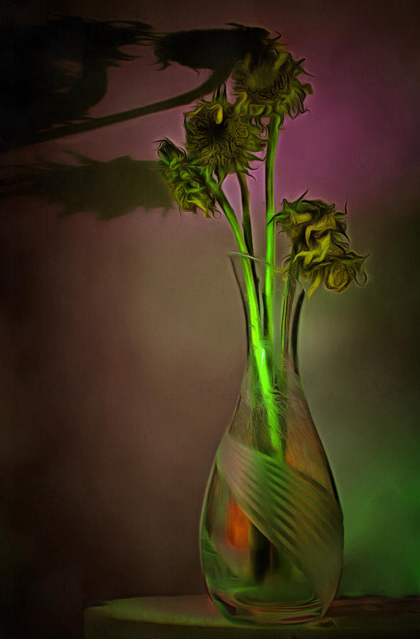 Sunflowers In Crystal Vase Digital Art by Viktor Savchenko
