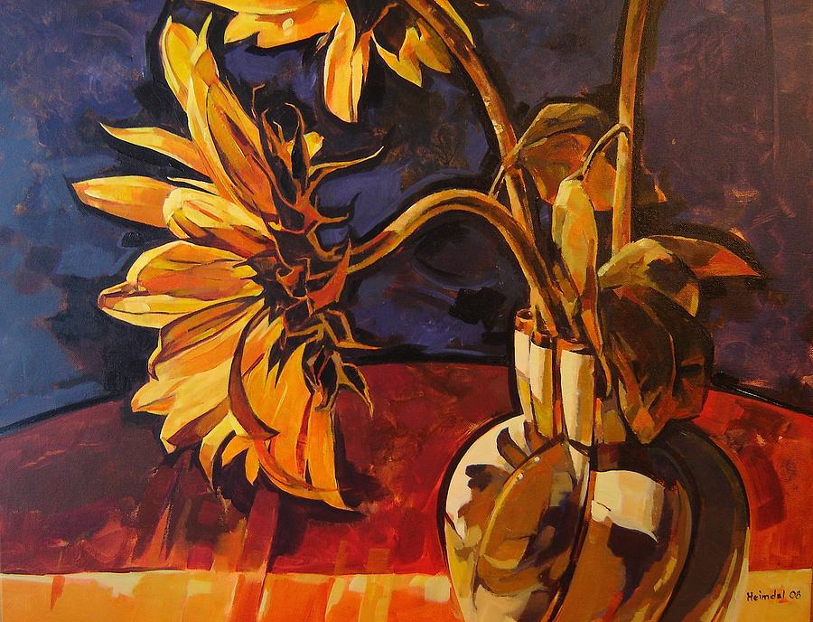 Sunflowers in Italian Vase Take Two Painting by Tim  Heimdal