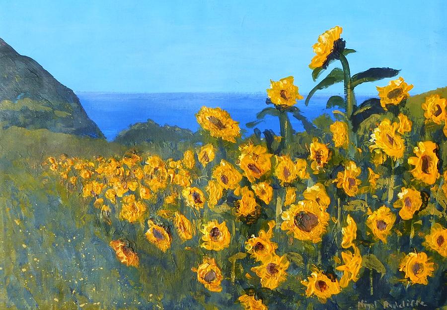 Sunflowers in Jersey after van Gogh Painting by Nigel Radcliffe