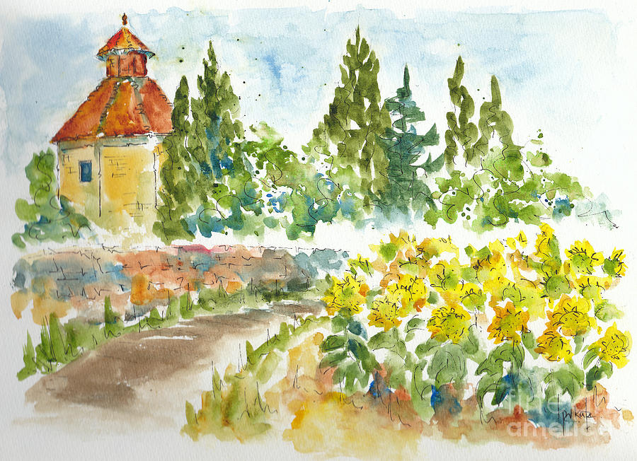 Sunflowers In Provence Painting by Pat Katz