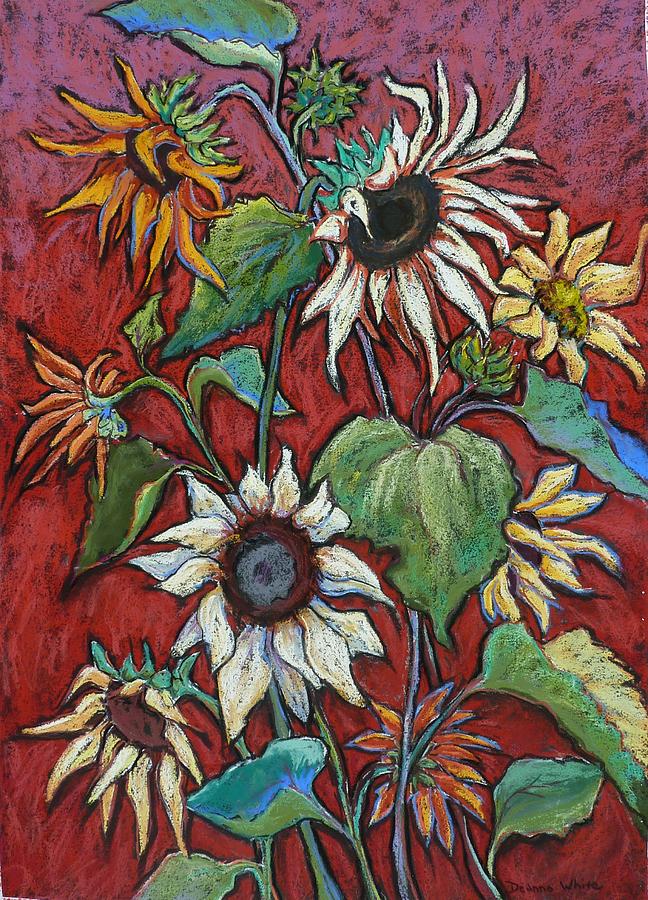 Sunflowers in Red Painting by Deanna White - Fine Art America