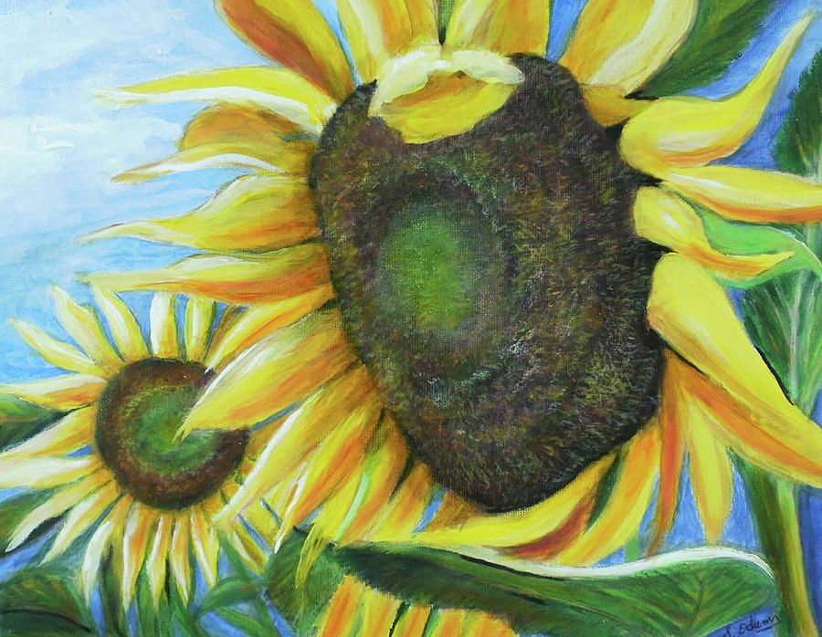 Sunflowers In The Wind Painting by Sherry K Odum